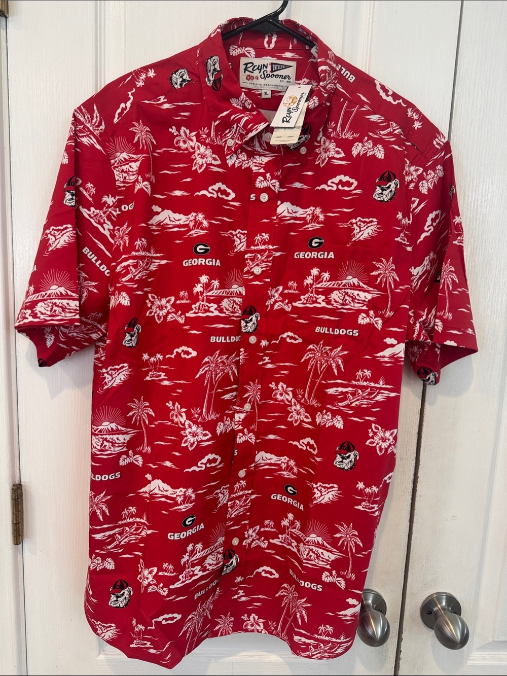 Reyn Spooner UGA Georgia Bulldogs Red Hawaiian Button-Down Shirt NEW XL
